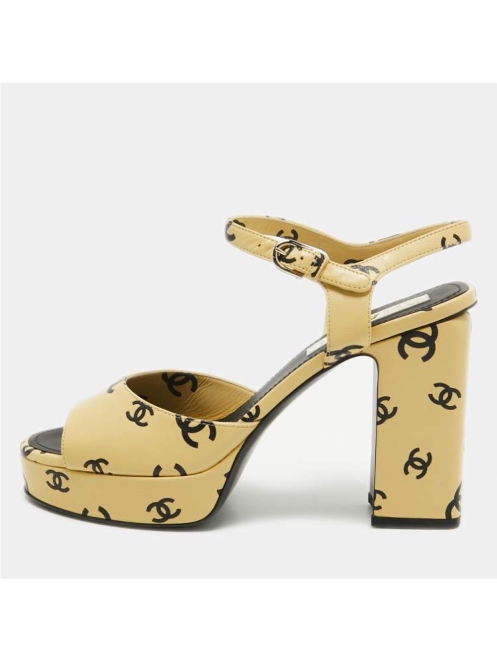 CHANEL Yellow CC Logo Platform Sandals new with dust bags and box. Receipt - Picture 3 of 4